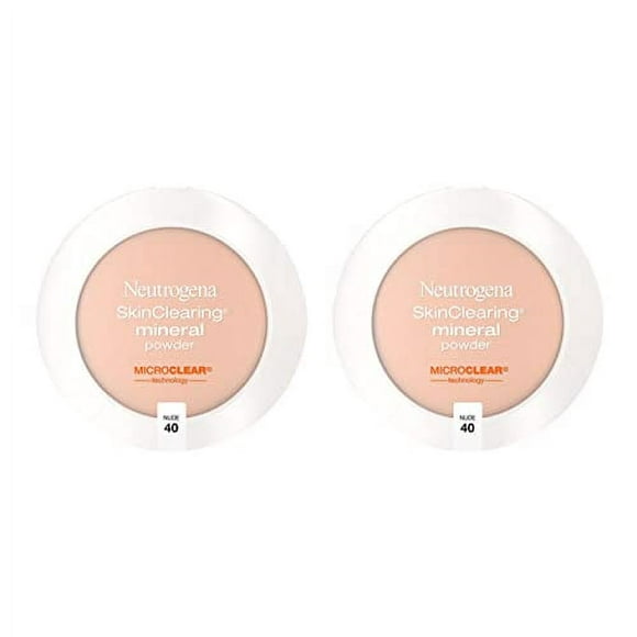 Neutrogena SkinClearing Mineral Acne-Concealing Pressed Powder Compact, Shine-Free & Oil-Absorbing Makeup with Salicylic Acid to Cover, Treat & Prevent Acne Breakouts, Nude 40, 38 oz (Pack of 2)