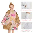 thumbnail image 6 of Golden Retriever with Flowers Blanket Hoodies for Kids 6-13YR Oversize Wearable Blanket Hoodies for Boys Girls Teens, 6 of 7