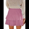 thumbnail image 3 of Falda Pantalón con Volantes Escalonados para Mujer, Informal, de Cintura Alta, Color Violeta, Talla XL, 3 of 8