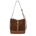 thumbnail image 1 of Bolso hombro tipo bandolera material terciopelo piel ciervo PU bolso cubo retro nicho para mujer 1027-PZ20240813016300 Caqui, 1 of 9