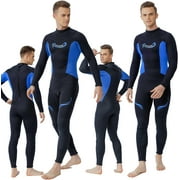Men's 3mm Full Wetsuit Surf Freediving Neoprene Long Sleeve for Surfing Diving Swimming Kayaking, Black/Blue, Medium