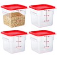 thumbnail image 1 of BIEAMA 4 Pack Food Storage Containers, 6 Quart with Lids, Square Commercial Containers with Scale, NSF, Polycarbonate, Clear, 1 of 9