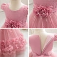 thumbnail image 2 of IDOPIP Baby Toddler Flower Girl Dress Lace Tulle Birthday Pageant Gown 1-5 Years 3D Flowers Formal Dress Toddler Wedding Guest Dress Baby Girl First Birthday Party Princess Baptism Dresses, 2 of 3
