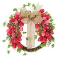 thumbnail image 5 of 17.7 inch Heart Wreath, Artificial Wreath, Front Door Wreath Decoration, Red Mesh Simulation Flower Wreath, Romantic Home Hanging Decor for Wedding Anniversary Valentine's Day, 5 of 5