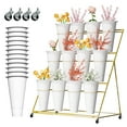 thumbnail image 5 of Flower Display Stand With Buckets, 3 Layers Metal Plant Stand With 4 Brake Wheels, Heavy Duty Moving Flower Rack For Fresh Flower Shop, Flower Bar, Patio Garden, Outdoor (Gold Frame - White Bucket), 5 of 8