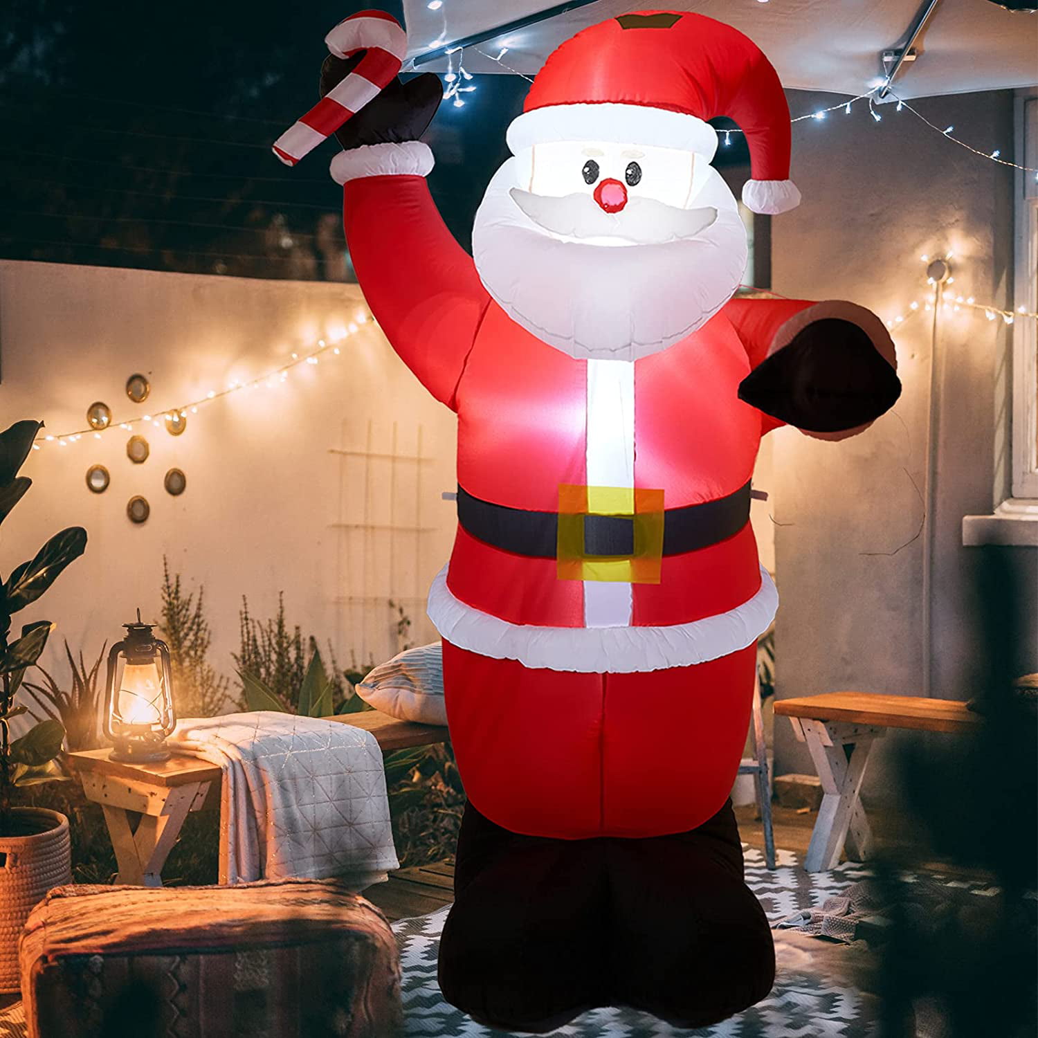 Large Christmas Airblown Inflatable Led Santa Xmas Lantern Home Yard Lawn Decor 