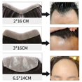 thumbnail image 3 of Pièce de Cheveux Humains pour Hommes Style V Perruque Remy Cheveux Fins Base Naturelle Ligne de Cheveux et Bandes--4x16cm Forme V, 3 of 5