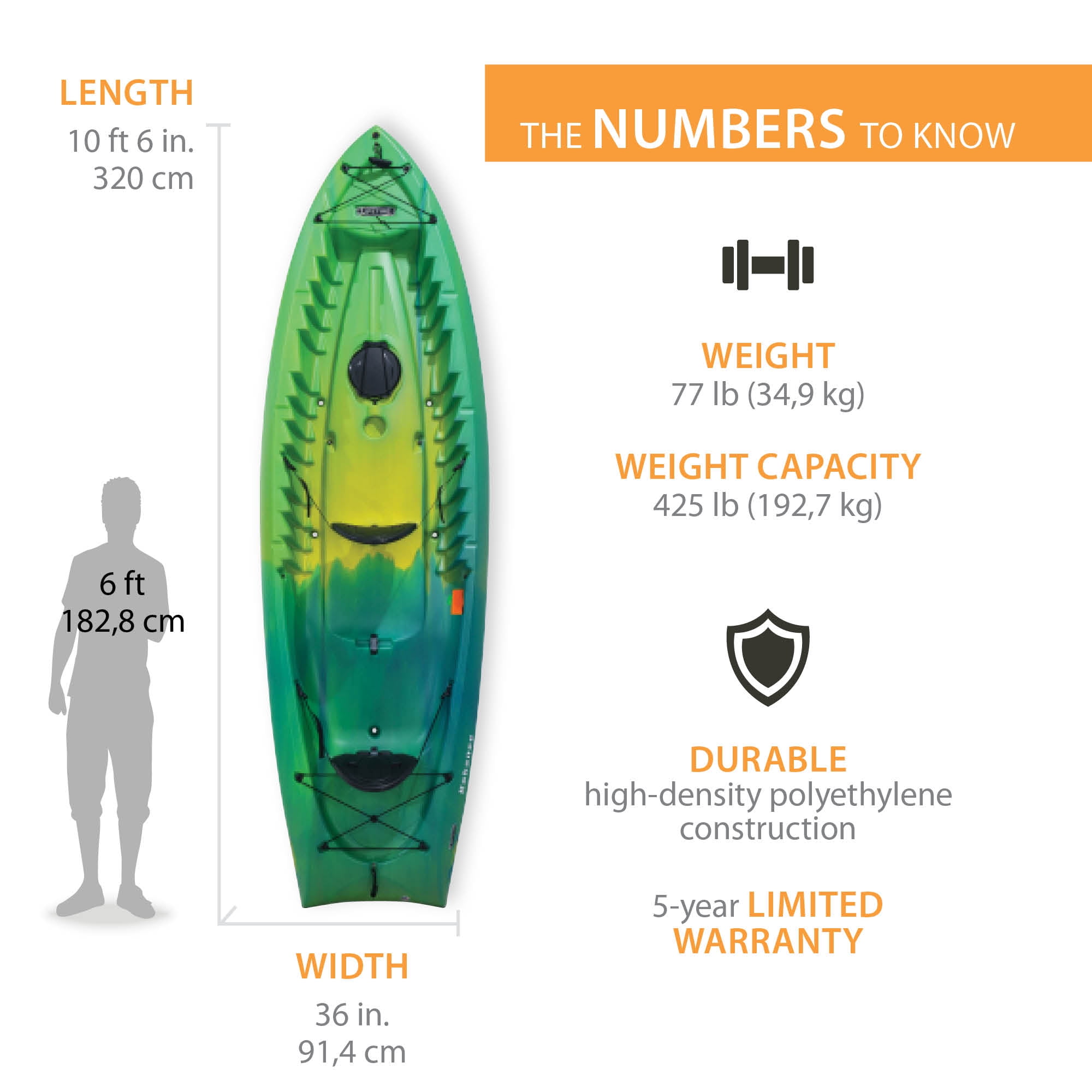 Lifetime Kokanee 10.5 ft Tandem Sit-On-Top Kayak, Lemongrass Fusion (91338)