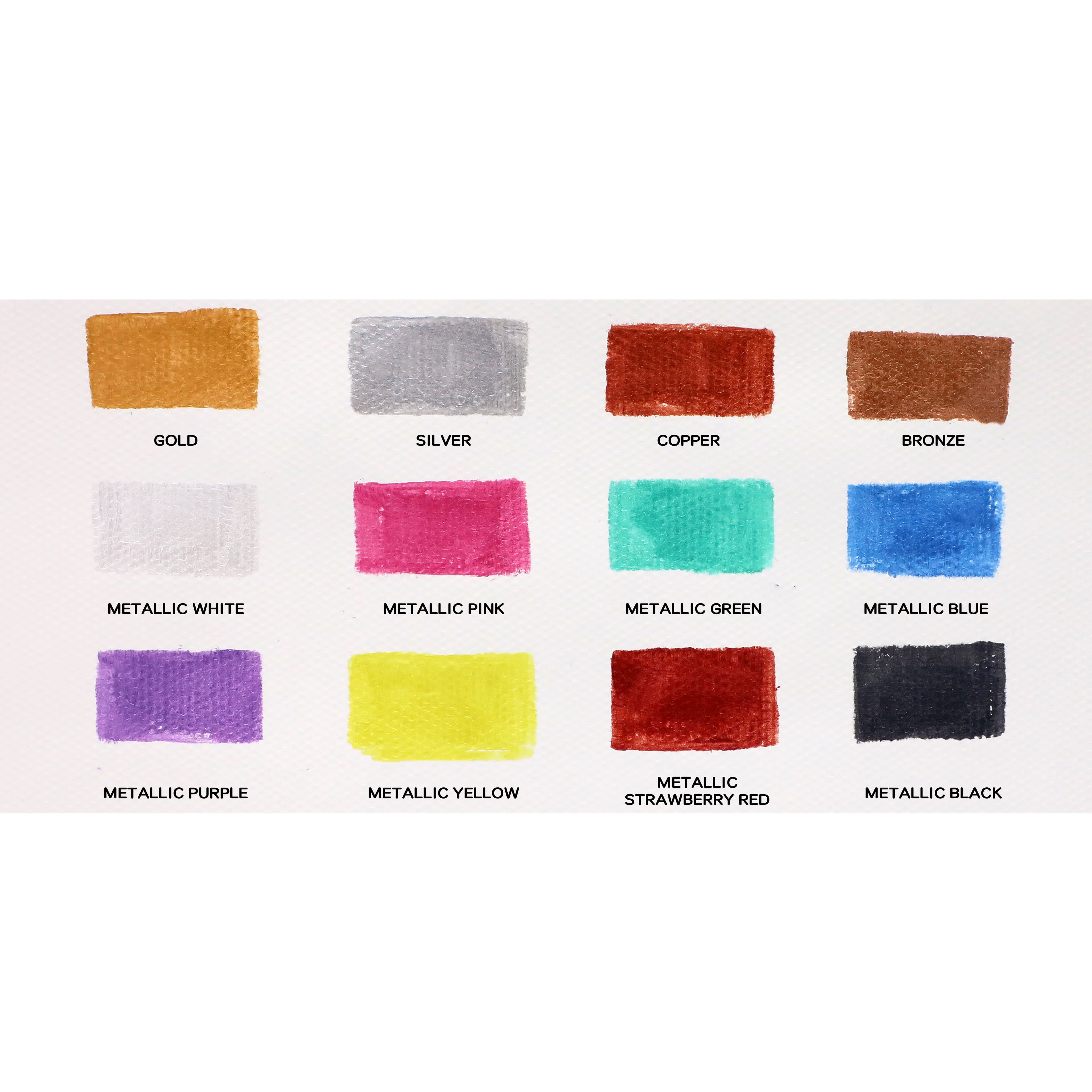 Metallic Acrylic Paints by Artist's Loft Necessities - Assorted Metallic Colors for Painting - Crafts & Mixed Media - 12 Pack