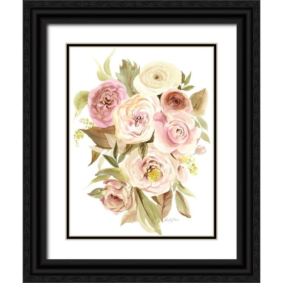Talent, Kelley 25x32 Black Ornate Wood Framed with Double Matting Museum Art Print Titled - Roses Abound