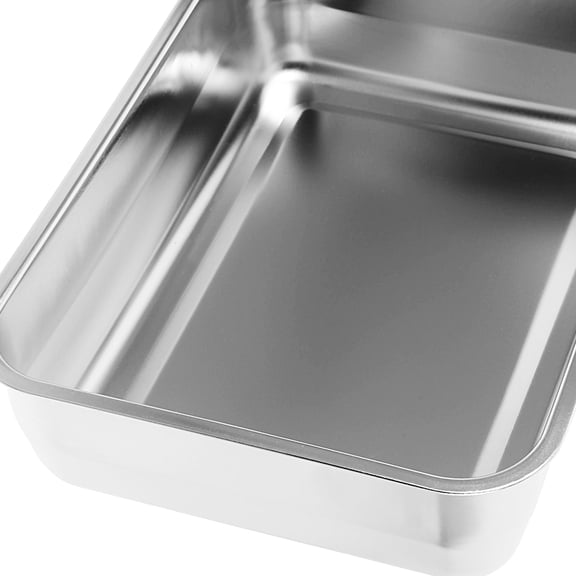 Supvox Stainless Steel Roasting Pan Plated Silver 304 Steel for Home Grilling Fish Sleek Design