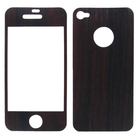 Front & Back Purpleheart Wood Design Protective Skins For Apple iPhone 4 &