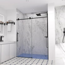 Frameless Shower Door, 56-60" W x 74" H Sliding Shower Door with 5/16" (8mm) Clear Tempered Glass, Soft-Closing, Matte Black