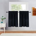 thumbnail image 2 of Haperlare Tier Curtains for Kitchen 30 inch Long Heavyweight Velvet Room Darkening Drapes Window Treatment Decor Curtains, Black, 2 Panels, 2 of 8