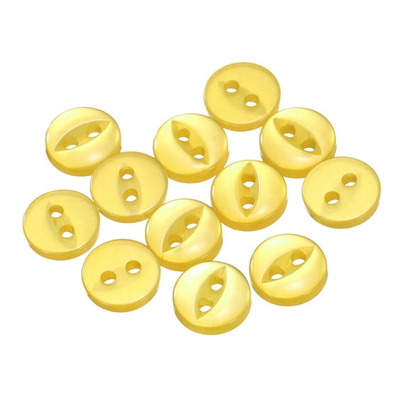 Uxcell 12pcs 14L Yellow Round Sewing Buttons 9mm 11/32" Resin 2-Hole Fish Eye Craft Replacement Button for Craft Decoration Pants Dress Skirt Clothing Fastener Buttons