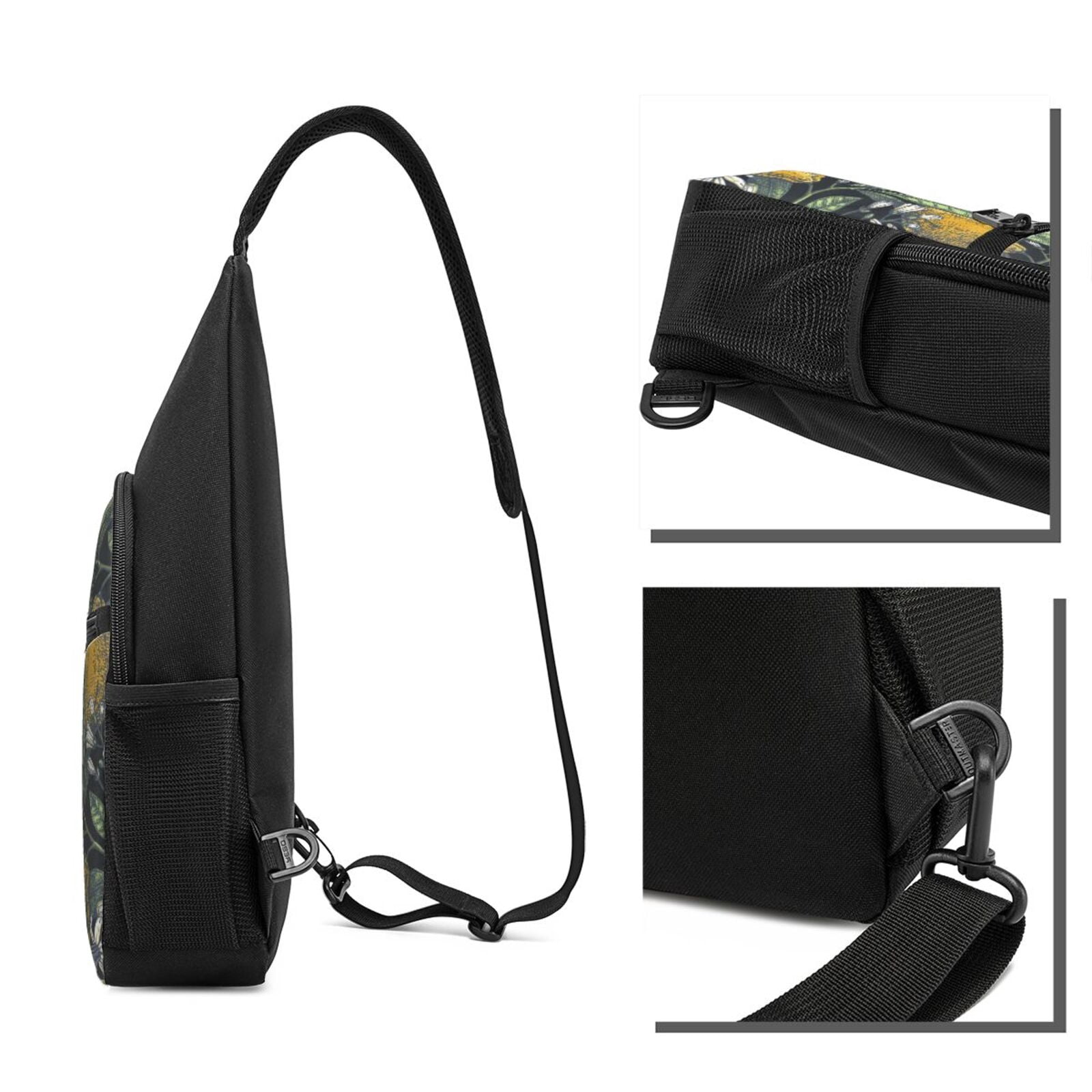 Xecao's Citrus Fruits Elegant Lemons Print Sling Bag: A Versatile Chest, Shoulder, and Crossbody Backpack for Casual Days Out, Perfect for Both Men and Women