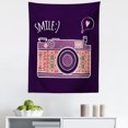 thumbnail image 1 of Retro Tapestry, Vintage Camera Design with Hand Drawn Love Heart Shape Motif and Smile Calligraphy, Fabric Wall Hanging Decor for Bedroom Living Room Dorm, 5 Sizes, Multicolor, by Ambesonne, 1 of 1
