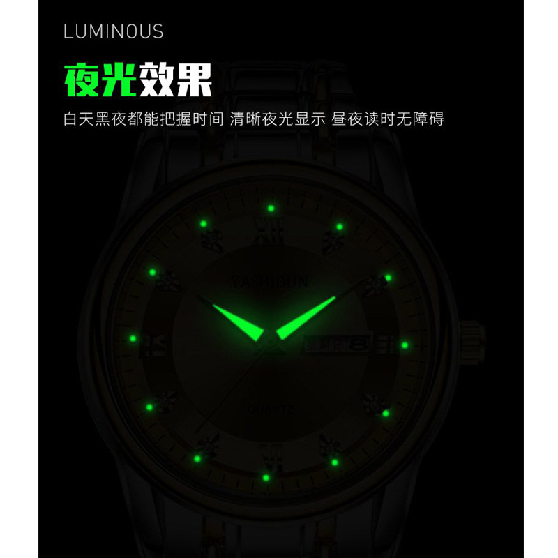 Men's Watch with Dual Calendar, Luminous Function, Large Numbers, Water-Resistant Quartz Digital Watch for Men