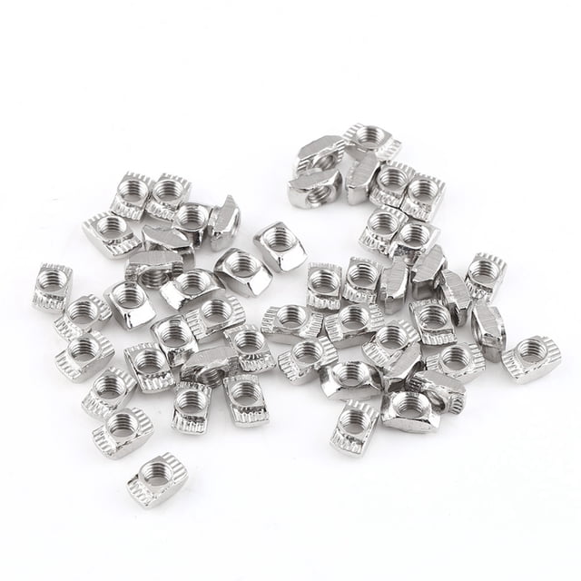 Tuerca de cabeza de martillo con ranura en T, fijación de acero al carbono niquelado para perfil de aluminio (EU20 M4*10*6)