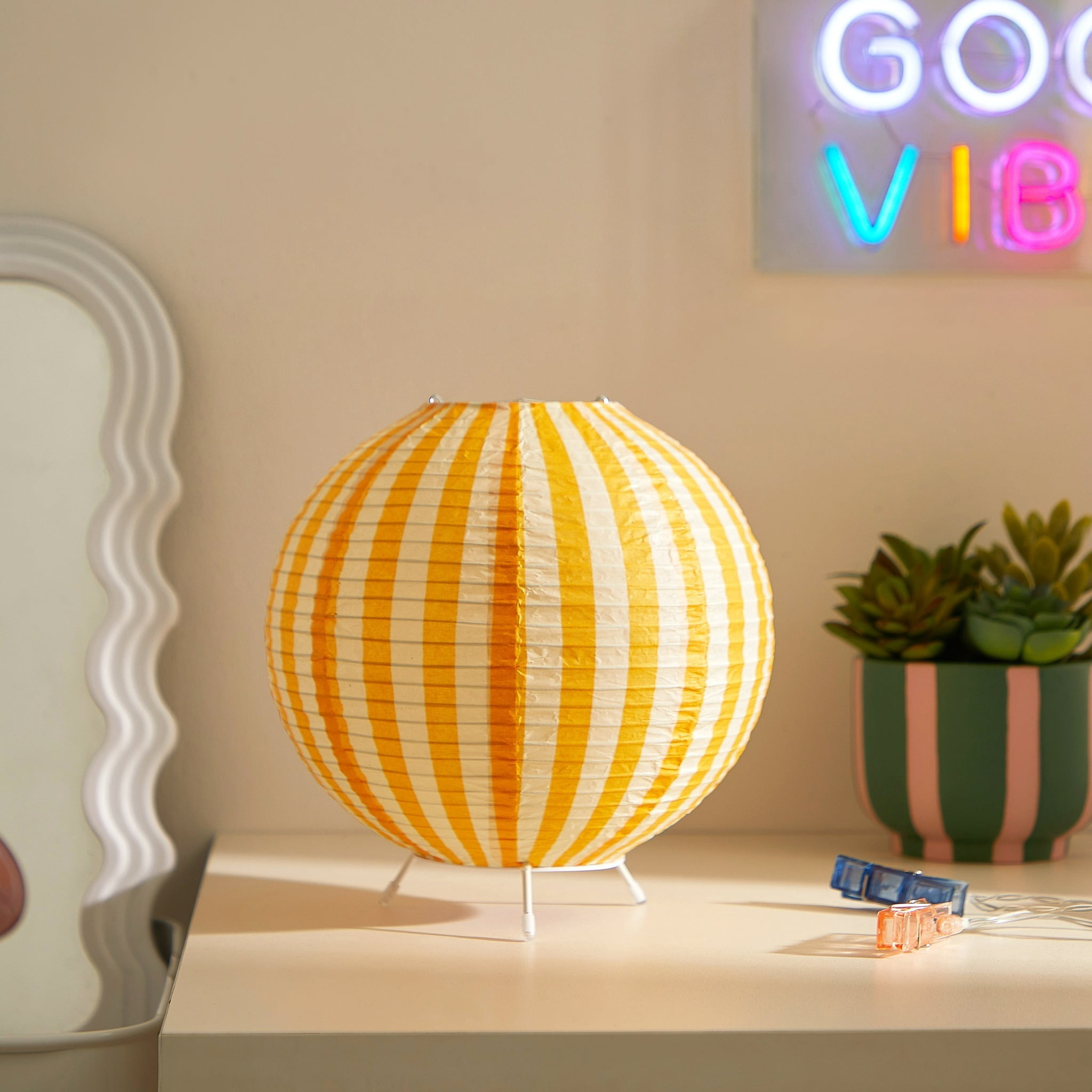 Urban Shop 8.2"H x 9"D Paper Lantern Table Lamp, Yellow