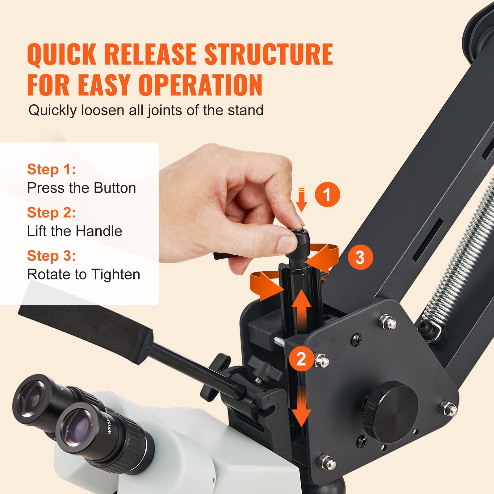 KFFKFF Multi-Directional Microscope with Adjustable Spring Bracket, 7X-45X Magnification Jewelry Microscope, Jewelry Inlay Stand with Built-In USB LED Ring Light and 360° Rotating Ball Vise