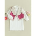 thumbnail image 2 of Wassery Kids Girls Sweater Dress Solid Color Turtleneck Long Sleeve Knit Dress Fall Casual Dress+Warm Fleece Waistcoat, 2 of 8