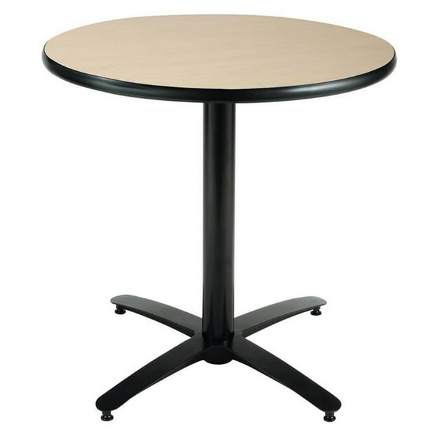 Pemberly Row 30in Natural Round Breakroom Table with Arched X Base