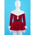 thumbnail image 3 of Doomiva Miss Santa Dancewear for Girls Velvet Long Sleeve Tutu Dress Party Gown Red 16, 3 of 6
