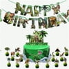 DinoFiesta - Ultimate Dinosaur Birthday Bash Kit: Vibrant Happy Birthday Banner, Paper Bunting, Cake Topper & Cupcake Toppers. Perfect for Boys, Girls, Kids & Adults. Unleash the Prehistoric Fun!