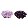 thumbnail image 1 of 2PCS Bath Cap Waterproof Butterfly Dots Double Layers Shower Cap Shower Hat, 1 of 10