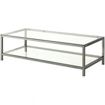 Bowery Hill Glass Top Contemporary Coffee Table in Black Nickel
