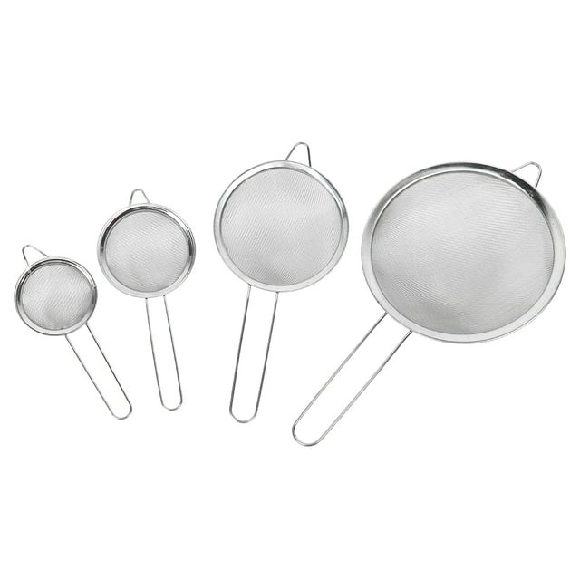 4pcs Kitchen Stainless Steel Manual Flour Sifter Samfox Sieve Strainer Kitchen Cooking Baking Tool