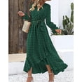 thumbnail image 3 of FreshPretty Womens Boho Cocktail Maxi Dress Fall Fashion V Neck Long Sleeve Swiss Dot Flowy Slit Wedding Guest Dresses, 3 of 6