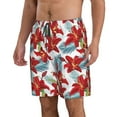 thumbnail image 2 of Adobk Lilies Flowers Print Men's Swim Trunks Hawaiian Bathing Suit Swimsuits Beach Shorts with Pockets-Large, 2 of 6