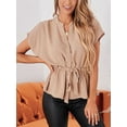 thumbnail image 3 of UVN Button-down Blouses Women Casual Peplum Shirts Summer Dressy Chiffon Tunic Tops, 3 of 5