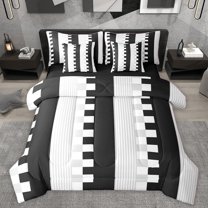 Homewish Kids Teens Minimalist Plaid Gird Bedding Comforter Set 7-Piece,Geometric Checkered King Bedding Sets,Vintage Aesthetic Ultra Soft Bed Sheets,Breathable Home Decor,Reversible