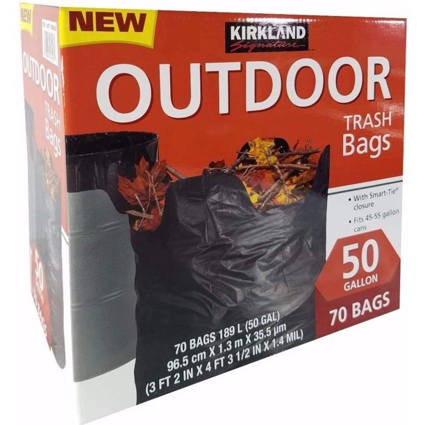 50Gallon Outdoor Trash Bag, Black, 70ct