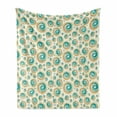 thumbnail image 1 of Geometric Circle Soft Flannel Fleece Blanket, Trippy Paint Brush Rotary Spiral Circle Pattern Hazy Blurry Tiles Picture, Cozy Plush for Indoor and Outdoor Use, 50" x 60", Teal Orange, by Ambesonne, 1 of 6