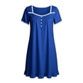 thumbnail image 5 of qolati Nightgowns for Women Lace Trim Sleep Shirts Short Sleeve Night Shirts Comfy Soft Night Gown Ruffled Hem A Line Flowy Sleep Dress With Pockets, 5 of 6