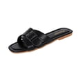 thumbnail image 2 of Domuza Sandals For Women 2026 Summer Flats Comfortable Wide Width Cute Slides Womens Casual Walking Beach PU Leather Shoes Black 8（EU-40）, 2 of 4