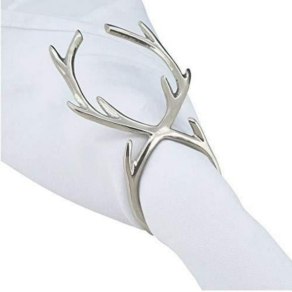 Fennco Styles Holiday Antler Metal Napkin Rings, Set of 4