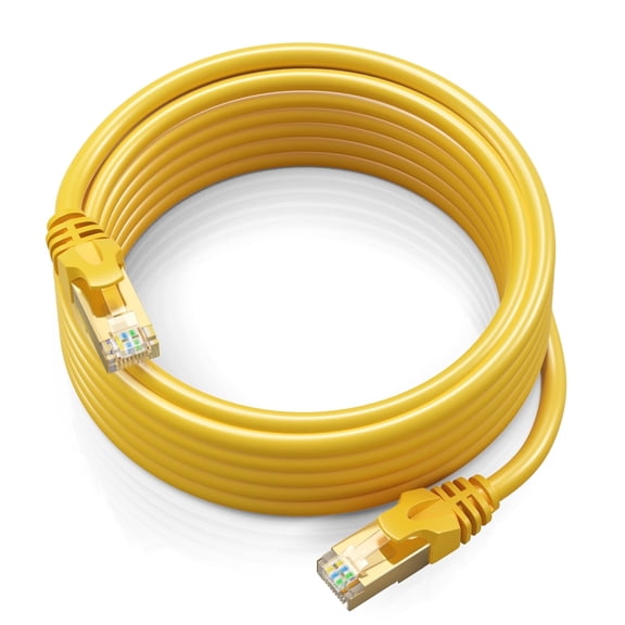Cat 7 Ethernet Cable 15 ft - High-Speed Cat7 Internet & Network LAN Patch Cables, RJ45 Connectors - Perfect for Gaming, Streaming, and More (Yellow)