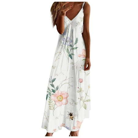 Blphud Trendy Dresses for Women Dresses for Women 2024 Casual Spring Women Summer Dresses Elegant Beach Dresses Sleeveless Dresses Dress Womens Party Pink XL
