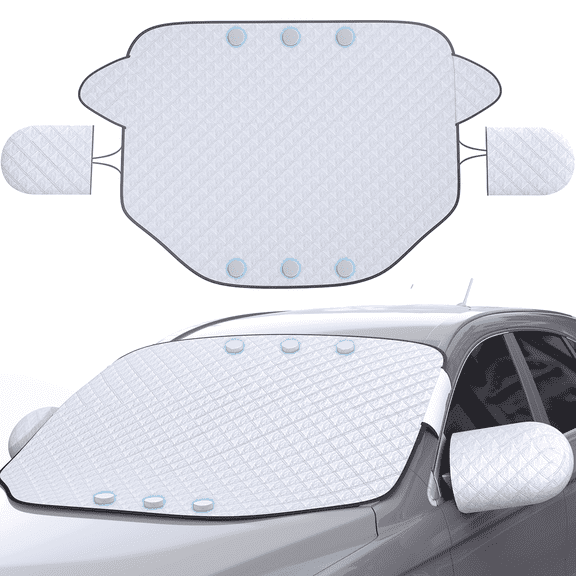 Gintenco Windshield Cover for Ice with two side rearview mirror, flame retardant, windproof, waterproof, lightweight and easy to store, suitable for various weather and seasons,snow cover L