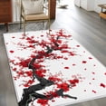 thumbnail image 3 of Red Flowers 3'x5' Washable Rug, Chinese Plum Traditional Ink Painting Non-Slip Area Rugs for Entryway Kitchen Classroom, StainResistant Dorm Throw Carpet, Low Pile Soft Indoor Floor Mat, 3 of 9