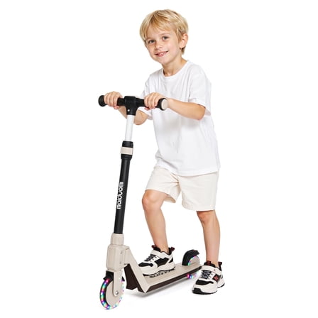 Kick Scooter for Kids, Lightweight Compact Scooter with Adjustable Handlebar, Light-Up PU Wheels, ABEC-7 Bearings, Wide Anti-Slip Deck, for Ages 3+, Gray