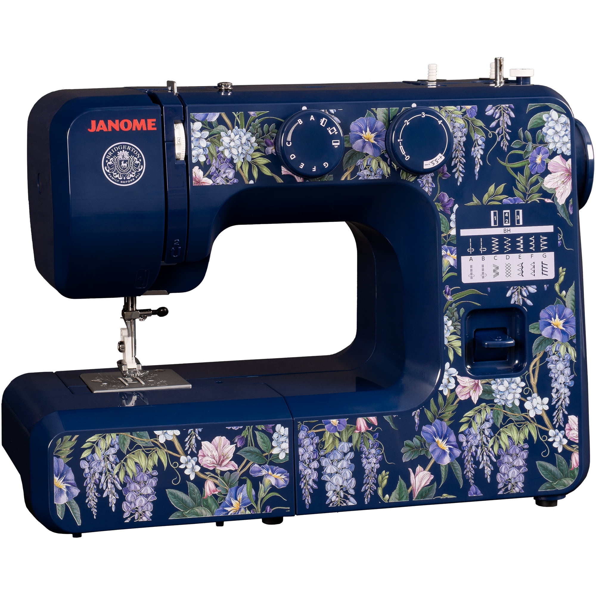 Janome Wisteria Promenade Easy-to-Use 15-Stitch Sewing Machine Officially Licensed Bridgerton Collection