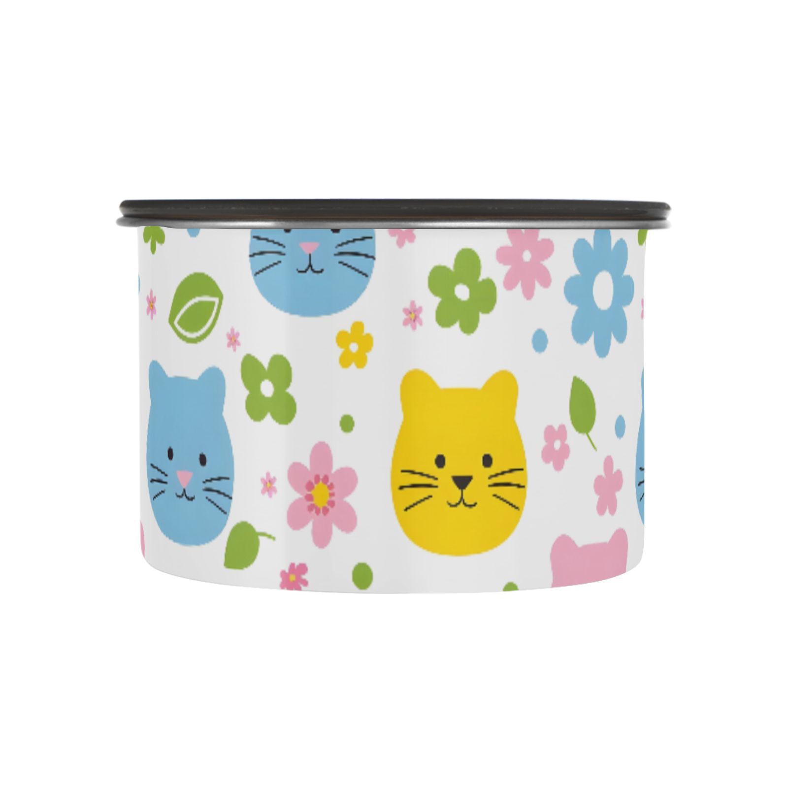 Cat & Daisy Kitten Airtight Coffee Bean Canister 30oz Food Storage Containers with Lids For Gournd, Tea, Sugar, Flour, Rice, Cereal, Candy Cookie Jar