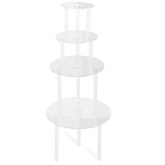 Cake Stand Cake Plate 4 Reusable Cake Supports with 12 Plastic Dowel Rods Cake Supports for Multi-Tier Cake Decoration
