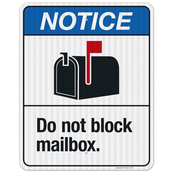 Do Not Block Mailbox Sign, ANSI Notice Sign,